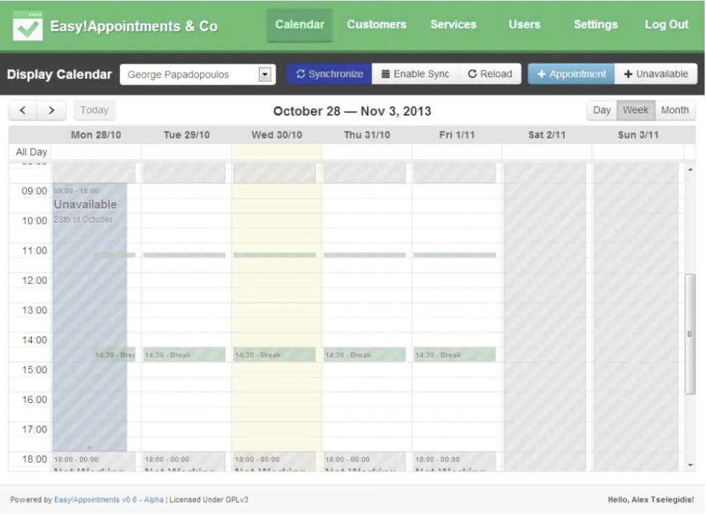 Easyappointments anniversary calendar page 1024x749