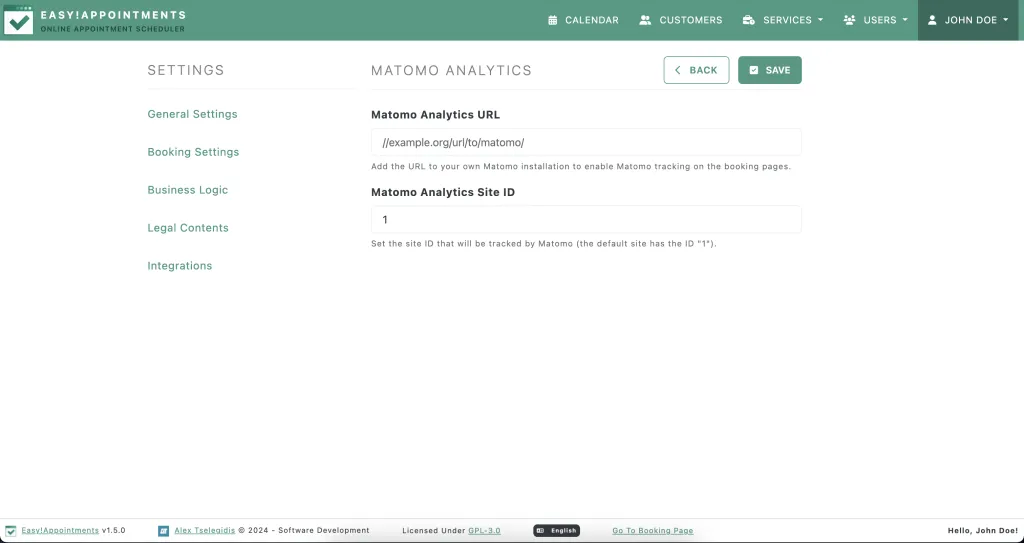 Matomo analytics settings screenshot 1024x543