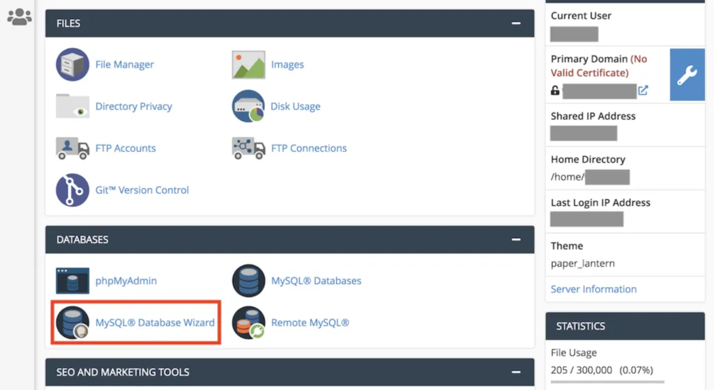 cpanel-mysql-database-wizard-screenshot