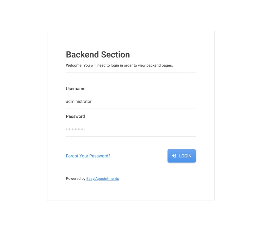 easyappointments-login-page-screenshot